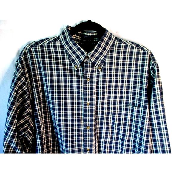 Varsity Club Men's Blue Plaid Print Long Sleeve Button Front Shirt Size 17 - Picture 2 of 8
